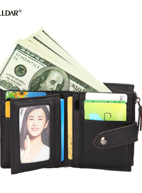 工厂现货FRID防盗刷2023头层真皮男士钱包短款油皮牛皮包现货热卖