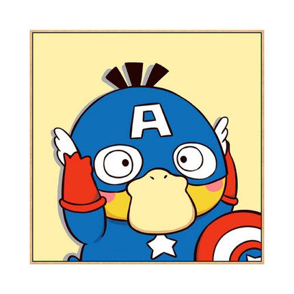 神奇宝贝宝可梦宠物精灵可达鸭 diy数字油彩画填色手绘家居装饰画