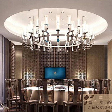 新中式大吊灯客厅别墅铁艺仿古酒店会所茶楼餐厅包厢工程定制灯具