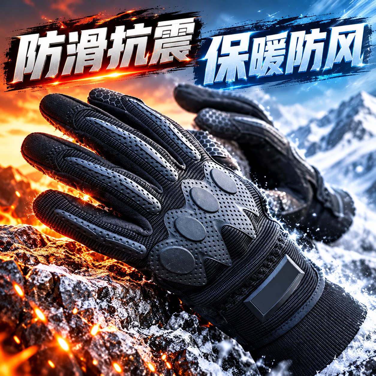 手套男加绒户外骑行触屏制式保暖