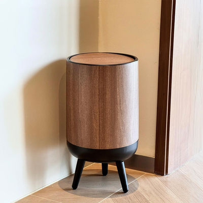 复古木纹垃圾桶高脚款家用厨房客厅卧室大号大容量轻奢高档高颜值