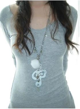 原创*天使奏*翅膀音符造型皮质项链毛衣链多用途挂链挂饰百搭