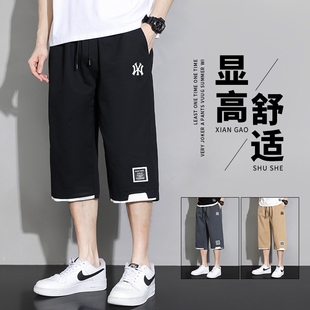 短裤 时尚 百搭运动休闲裤 奥特莱斯夏季 七分裤 男士 宽松透气薄款 新款