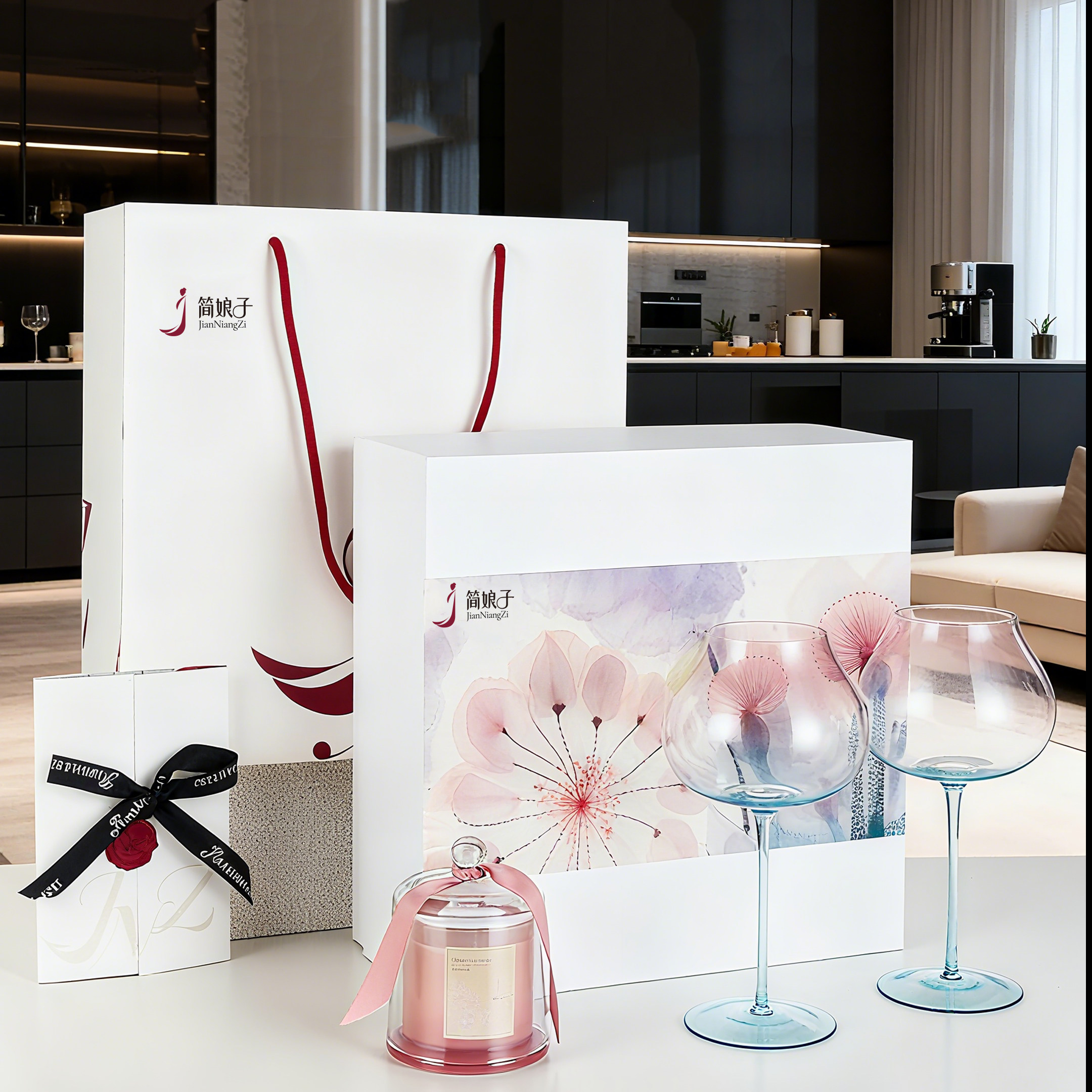 简娘子【海天霞】红酒杯水晶高脚杯子轻奢高档礼盒装送礼高颜值