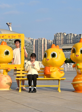 玻璃钢发光卡通龙雕塑吉祥物摆件