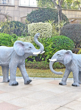 户外大型仿真大象玻璃钢雕塑公园林景观草坪庭院门口室外装饰摆件