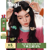 Tagi. 复古捷克钻镶嵌彩色醋酸板材刘海夹女可爱发卡