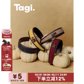 Tagi. 高颅顶发箍头箍发饰 时尚 想象PU皮复古格纹宽版