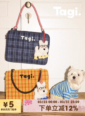 Tagi.编织小枕头刺绣手提日常休闲单肩防摔防震电脑包笔记本包