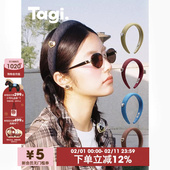 Tagi.奶油爱心金属滴油镶钻复古牛仔发箍高颅顶头箍发卡