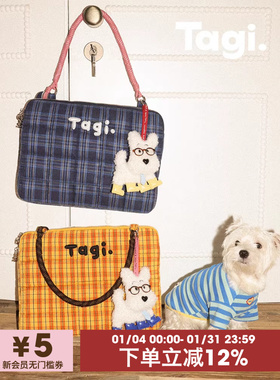 Tagi.编织小枕头刺绣手提日常休闲单肩防摔防震电脑包笔记本包