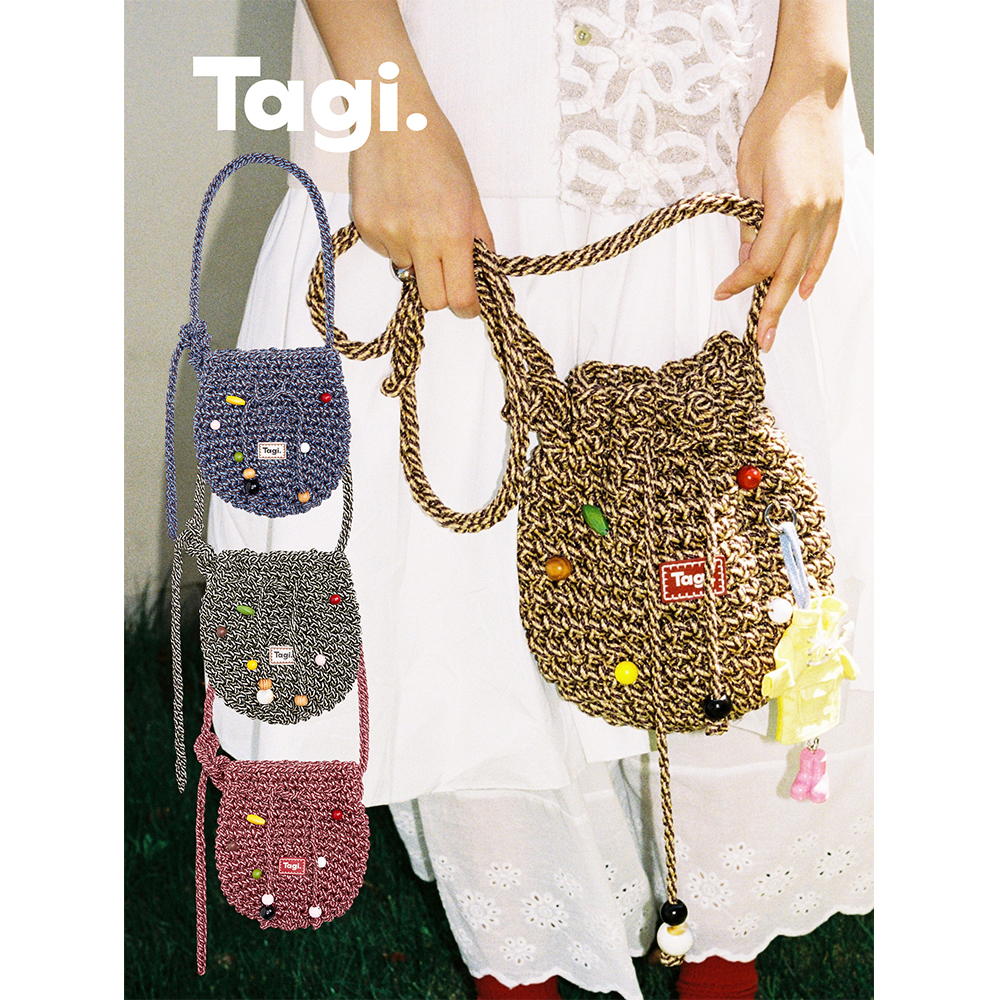 Tagi.机灵果子复古夏日编织桶包