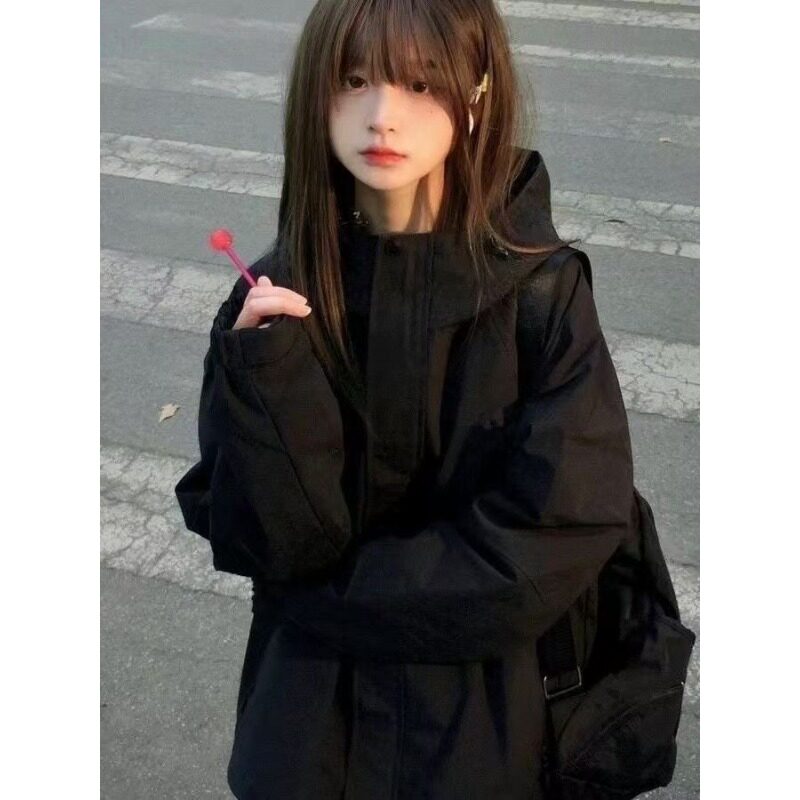 美式复古工装外套女春秋宽松设计感宽松学生情侣夹克短外套上衣