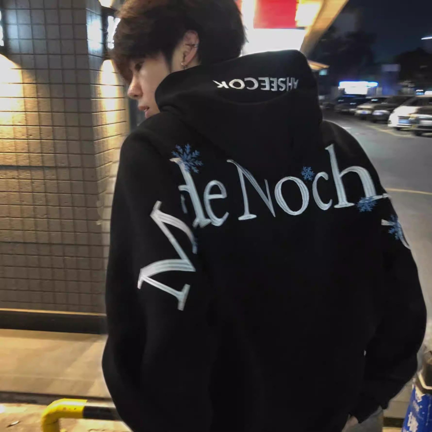 美式满背刺绣字母连帽卫衣男秋冬重磅潮牌加绒加厚百搭情侣款上衣