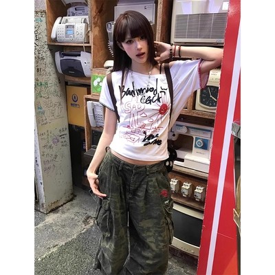 【送运费险】辣妹斜肩短袖t恤女