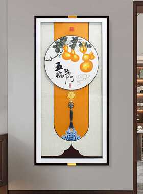高端苏绣刺绣挂画入户玄关装饰画高级感抽象墙画过道走廊尽头壁画