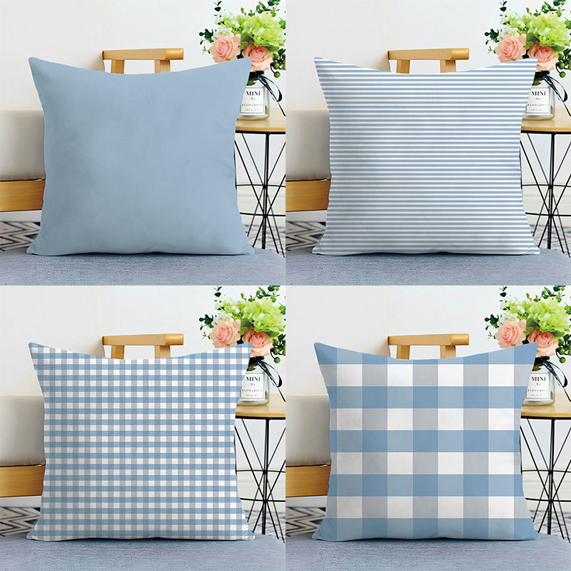 简约纯色图案枕套枕芯桃皮绒抱枕家居房间沙发装饰清新办公椅靠垫