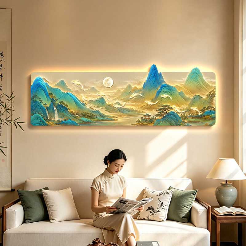 千里江山新中式山水装饰画客厅