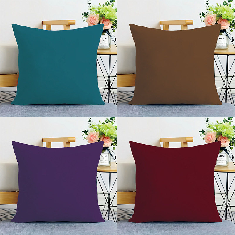 简约纯色图案枕套枕芯桃皮绒抱枕家居房间沙发装饰清新办公椅靠垫