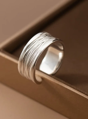 2025新款日韩不规则线条宽面戒指ins风小众设计感时尚个性指环女