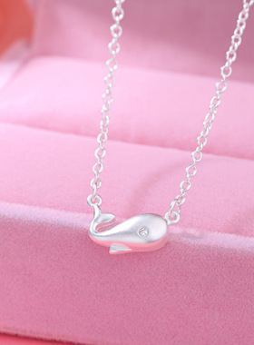 韩版时尚小海豚项链鲸鱼之恋吊坠天猫女饰品外贸项链一件代发