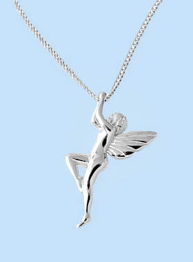 韩版个性守护天使项链女士简约森系可爱光面小吊坠锁骨链