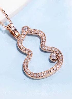 时尚个性镶钻葫芦项链女韩版创意镀玫瑰金锆石镂空吊坠锁骨链饰品