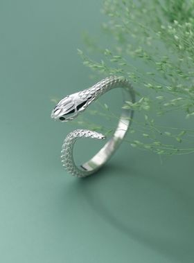 新品日韩风简约蛇形线条戒指气质镶钻小巧动物指环女时尚手饰品戒