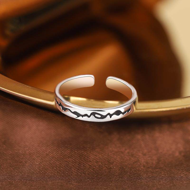 新款复古裂痕戒指男女潮ins简约感冷淡风开口泰银食指环