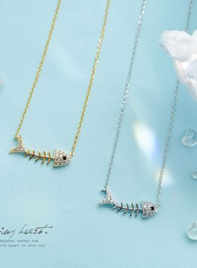 母亲节项饰镶钻十字链可爱鱼骨项链亚马逊创意新年圣诞饰品女项链