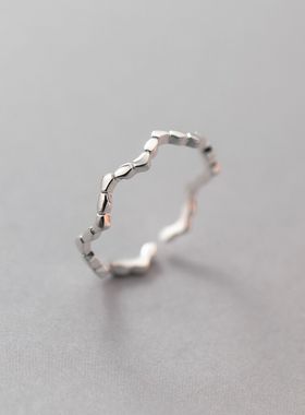 新款简约几何型光面波浪戒指ins冷淡风气质个性百搭小众开口指环