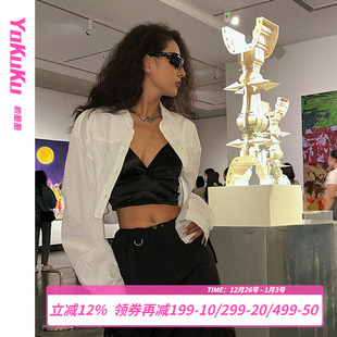 掐腰正肩休闲衬衫 翻领衬衣高级短款 女 春秋小众设计感长袖 哟酷酷