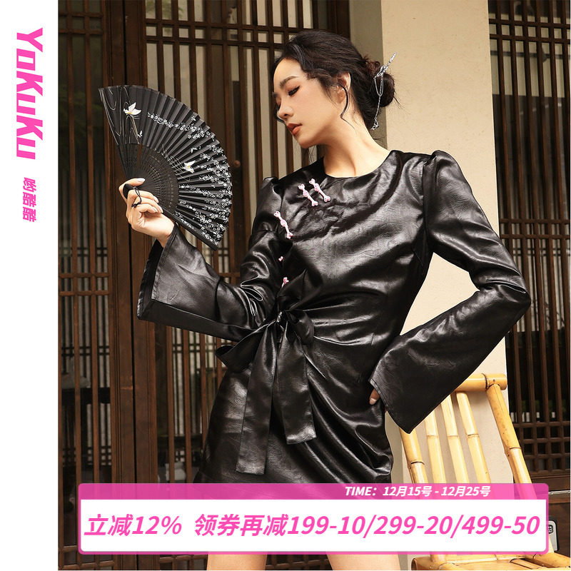 哟酷酷新中式设计连衣裙女