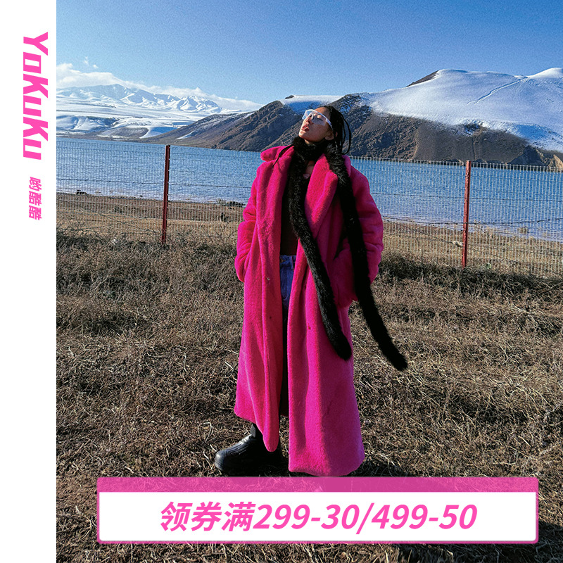 秋日漫步美式復古毛呢外套