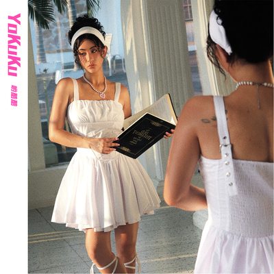 哟酷酷法式复古收腰连衣裙女