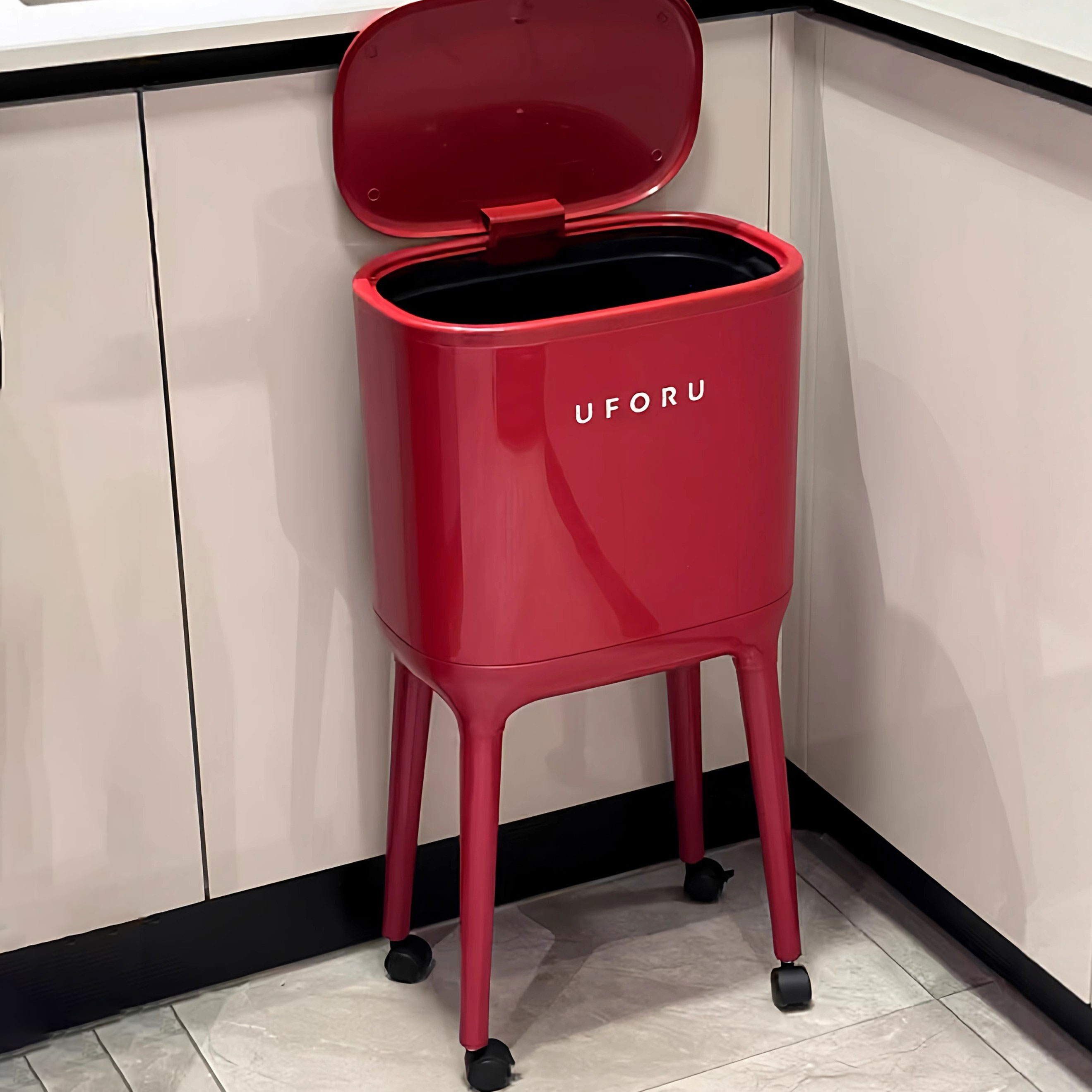 带轮！垃圾桶家用厨房专用免弯腰带盖客厅大号大容量卧室可移动