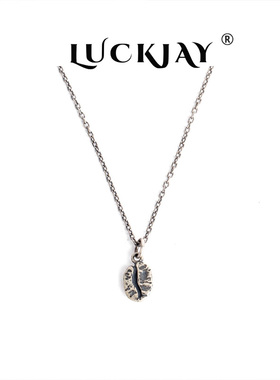 LUCKJAY纯银咖啡豆太角链项链男