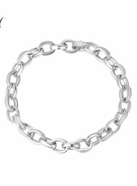 LUCKJAY 莫桑钻纯银情侣手链环环相扣男女简约百搭潮流七夕礼物