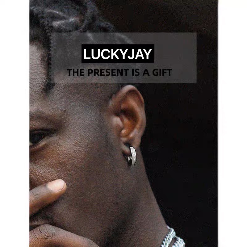 LUCKYJAY S925纯银满钻耳环男 嘻哈女镶钻耳饰时尚耳圈潮流hiphop