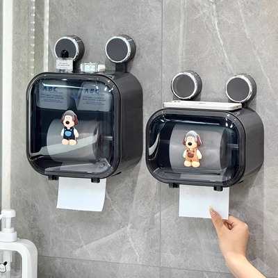 厕所纸巾盒吸盘壁挂式免打孔抽纸盒卫生间卫生纸置物架防水卷纸盒