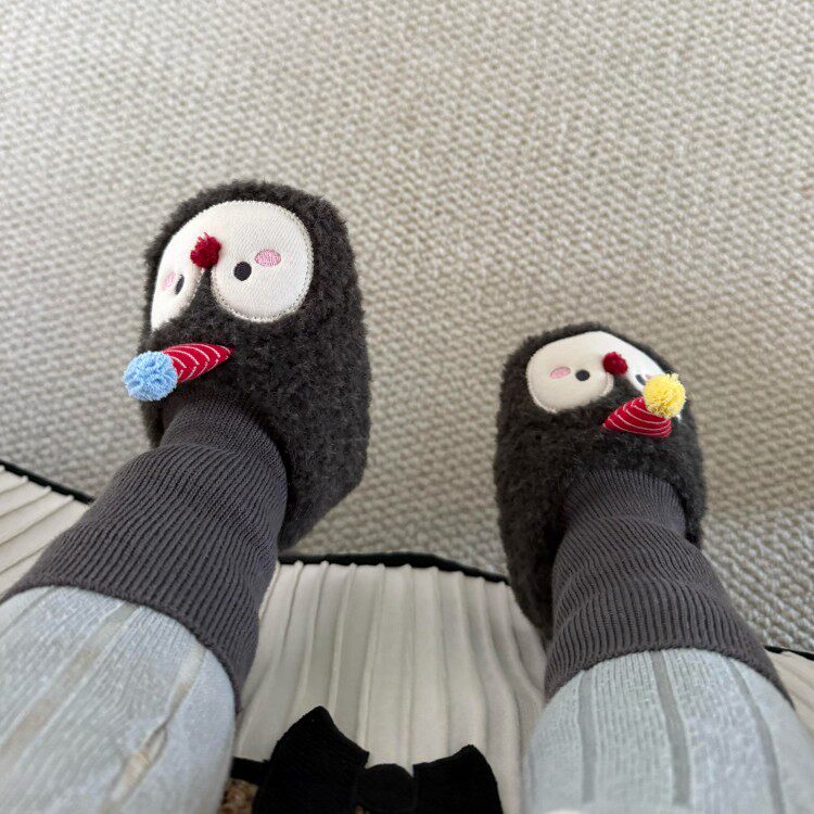 小企鹅宝宝鞋袜婴儿棉拖鞋冬加绒加厚保暖小月龄外出软底鞋步前鞋