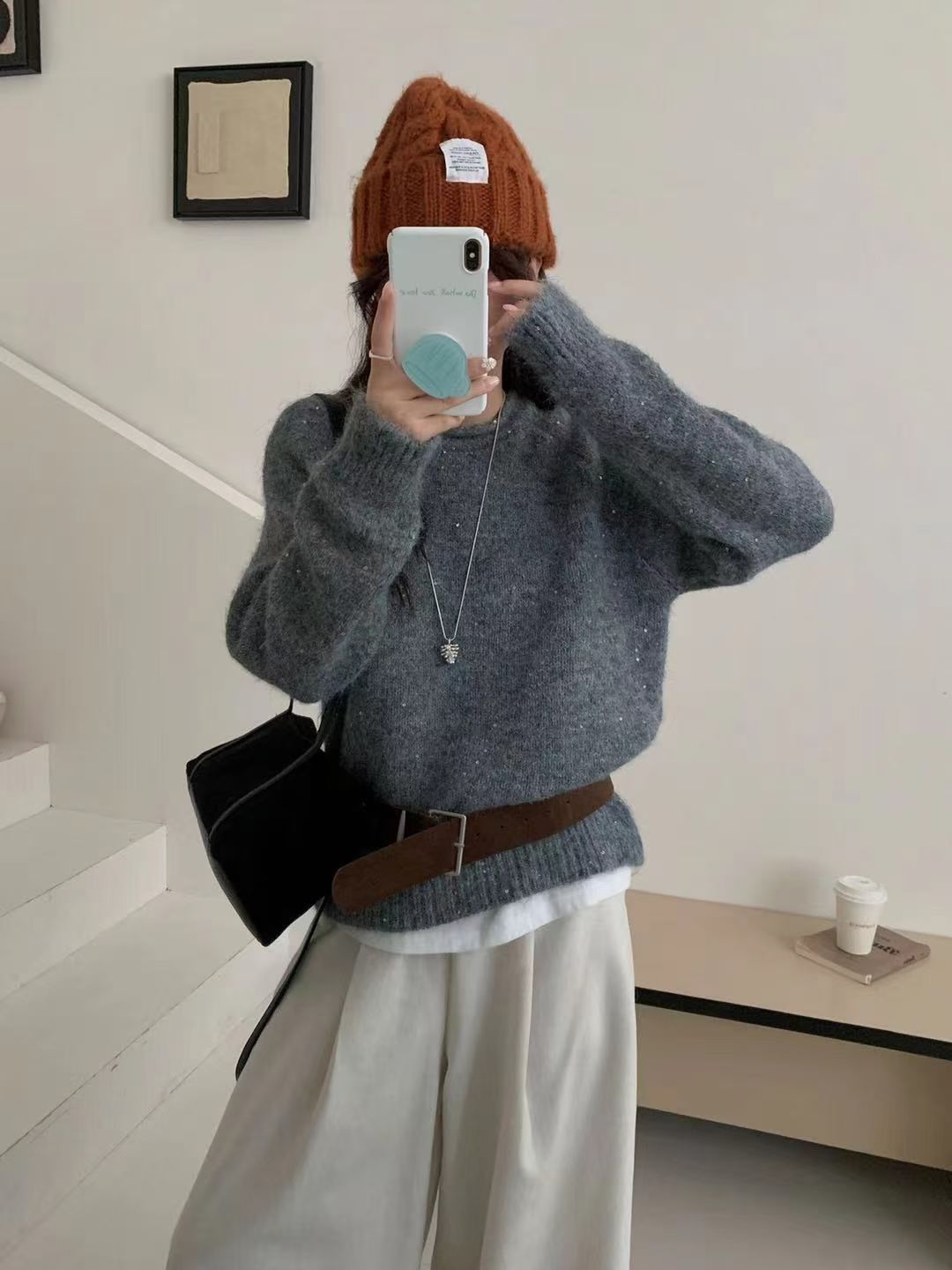 温柔风软糯甜美亮丝毛衣女秋冬奶fufu慵懒外穿套头针织衫上衣