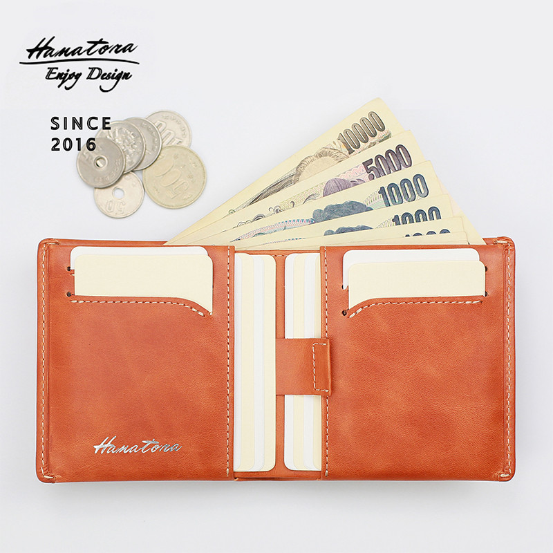 花虎钱包日式风格真皮短款女手工小众零钱男卡包一体包送男友潮牌