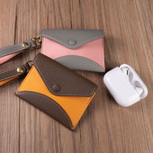 花虎日式 风格 蓝牙包耳机包口红包真皮收纳女带绳防丢挂件皮质小众