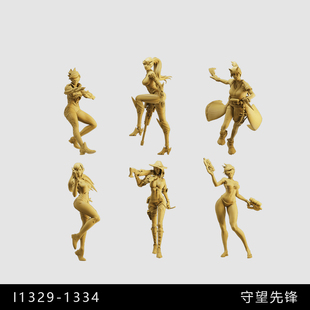 【守望先锋】猎空 DVA 艾什 1/64小人偶模型手办1:43微缩白模