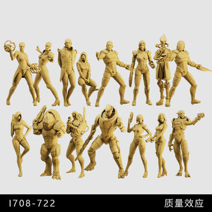 【质量效应】薛帕德 科幻机器人 外星美女 1/64模型手办1比43白模