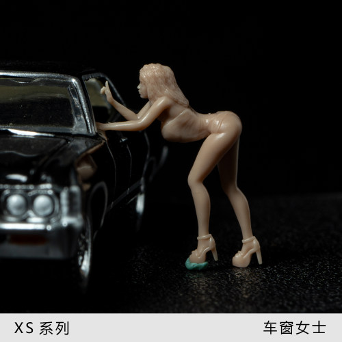 【车窗女士】和司机交谈沟通 1/64小人偶模型手办 43比例微缩白模