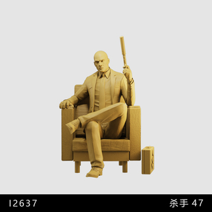 【杀手47】吴克 潜行游戏 1/64小人偶模型手办1:43比例微缩白模