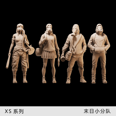 【末日小分队】废土赛博混混 1/64小人偶模型手办 43比例微缩白模