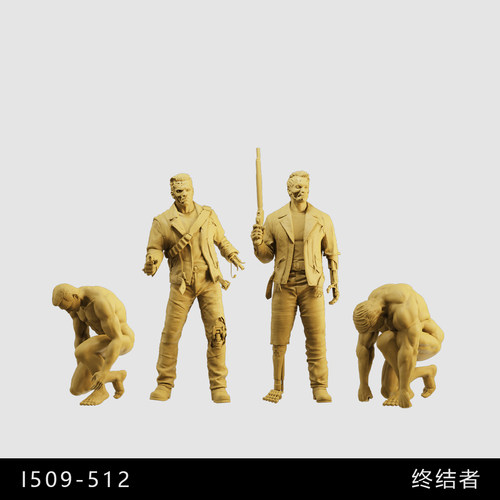 【终结者】战损版T800 传送T1000 阿诺 1/64模型手办1比43白模